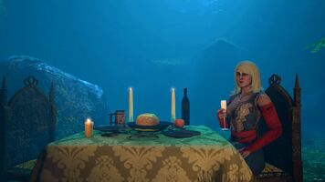 Keira Metz and Geralt having dinner