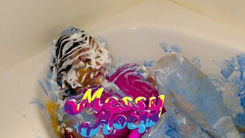 Cyber covered in gunge slow motion