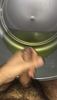 Using my own pee to jerk off and cum