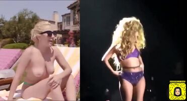 Lady Gaga presenting her tits and ass