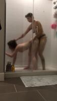 Lesbian Shower Sex with a Strapon