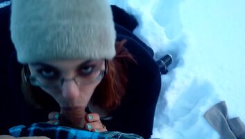 Hot Blowjob in outdoor Snow